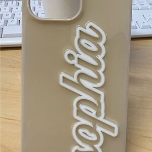 BaubleBar Tan Script Phone Case